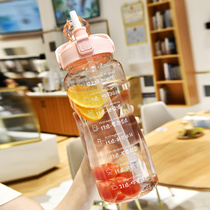 Scale Large Water Cup Large Capacity Straw Cup Female Summer High Face Value Daily Drinking Water Theorizer Portable Sports Big Water Pot