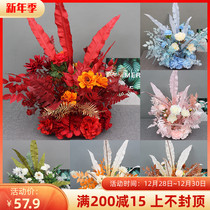 Wedding simulation Road introduction potted flower Birds Nest leaf finished flower wedding props decoration flower wedding background wall T layout