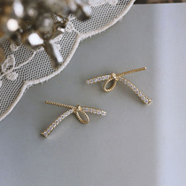 Silver Bench s925 silver needle butterfly knot ear nail female brief SMALL LUKEWARM 2021 NEW TIDE EARRINGS EARRINGS