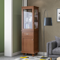 American solid wood bathroom side cabinet Oak living room TV storage vertical cabinet toilet storage high floor storage side cabinet
