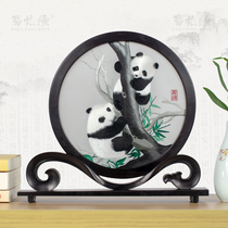 Chengdu Panda Souvenir Shu embroidered hand-embroidered Su embroidery Chinese wind gift Gift bifacial embroidered panda send old outside
