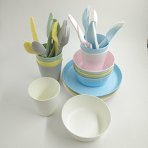 IKEA IKEA domestic Kalas childrens tableware Multi-piece plastic bowl plate cup spoon fork knife