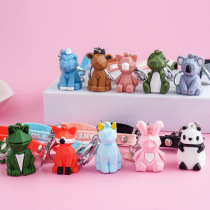 Cartoon geometric section key chain small pendant cute ins style women simple Net red key chain creative accessories