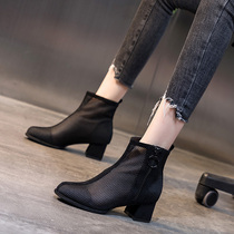 High heels women 2022 new summer coarse heel with Martin boots short boots thin hollow mesh yarn cool boots mesh boots