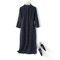 Qipao 2021 New improved version of dress in dress with long sleeves young cotton numb girl hidden in the autumn retro ancient