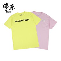 PLACES PLUS FACES PF LOGO TEE cross solid color letter round neck short sleeve t-shirt