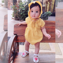 Baby summer jumpsuit thin 0-1 year old newborn ha clothes female climbing clothes princess girl clothes baby Summer clothes