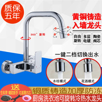 Inklinka Entrance Wall Type Double-Hole Kitchen Hot And Cold Tap Copper-Made Stainless Steel Sink Laundry Pool Rotary Tap