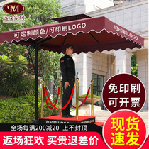 Outdoor Beach Umbrella Security Guard Post Umbrella Area Doorman Property Sales Department Image Standing Desks Outdoor Large Sun Umbrella