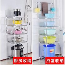 Thickened stainless steel multi-layer storage shelf Kitchen shelf Multi-function floor pot rack