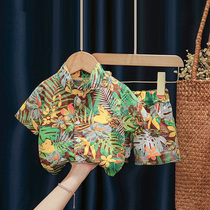 Boys summer clothing short sleeve suit 2021 new baby ocean gas baby boy beach thin girl Hawaiian tide card