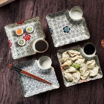 New product dumpling ceramic plate with vinegar bowl drain Japanese household dinner plate dumplings loaded with double-layer leakage plate vinegar plate