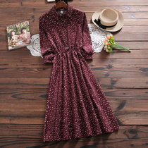 Season corduroy dress womens mid-length 2020 new long-sleeved bottoming floral skirt student