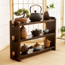 Teapot tea storage rack Multi-layer shelf Small household tea shelf display rack Solid wood antique rack small ornaments