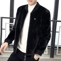 Precious Bird Men's Mink Fur Coat Winter New Thick Warm Fur Casual Black Jacket