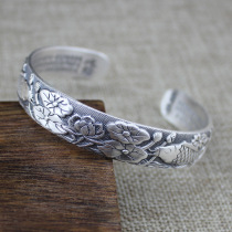 Lotus Pond Moonlight Heart Sutra 999 Foot Silver Adult Womens Sterling Silver Bracelet Antique Silver Bracelet Lotus Small Fish Literary Fan