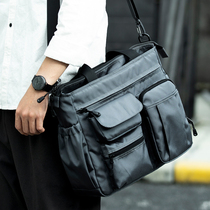 Single shoulder inclined cross-pack male multifunction commuter briefcase trendy multi-pocket casual business handbag computer backpack
