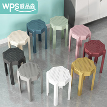 Plastic stool thickened home high stool bench simple round stool stackable stacked fashion creative table glue chair