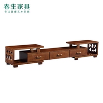 Stretch shrink solid wood TV cabinet combination Modern simple living room floor cabinet Chinese rubber wood film and television cabinet small apartment type