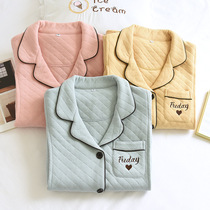 Autumn and winter air layer cotton cotton moonwear cotton thick warm pregnant women pajamas postpartum lactation feeding