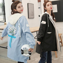 Trench coat womens long 2020 New loose size difference color age Korean autumn new fat MM coat Joker