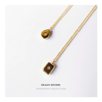 G S star May cool wind trendy Tetris laminated titanium steel necklace female drop geometric designer lock bones chain ins