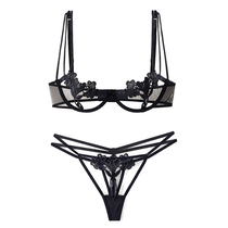 European and American water-soluble flower anti-convex dot hollowed-out comfortable push-up underwear feminine sense of extreme temptation detachable bra chest support