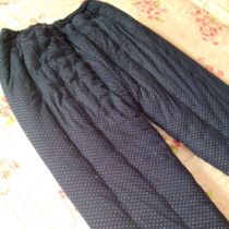  Autumn and winter mens middle-aged and elderly handmade cotton pants pure cotton flower elastic waist high waist deep file thickened elastic warm knee pads loose