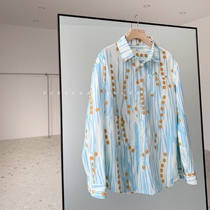 现货  韩国小众设计款印象画风印花图案清冷宽松衬衫