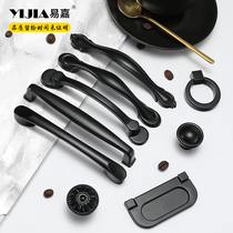 Yijia light luxury handle closet door modern minimal black zinc alloy high-grade retro drawer cupcabinet handle