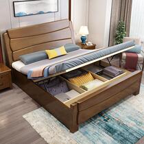 Chinese total solid wood 1 8 m oak bed 1 5 m Double high case storage bed Children 1 2m Single beds 1 35 m