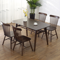 Nordic full solid wood dining table and chair combination Small apartment modern simple dining table household rectangular simple dining table