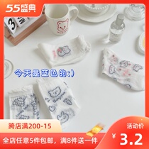 Day Series Socks Female Midbarrel Socks Summer Thin breathable mesh cute cartoon Little Bear jk lace short socks Ins