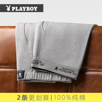 Playboy mens autumn pants Mens pure cotton thin warm pants Underwear base tight cold autumn and winter loose wool pants