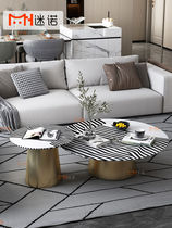 Nordic light and luxurious round splicing marble tea table designer-like board with modern minimalist speckled marbled living-room tea table