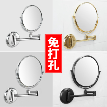  Bathroom makeup mirror sticker wall-mounted folding telescopic bathroom double-sided rotating enlarged beauty mirror free of punching