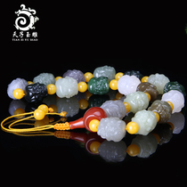Tianzi jade carving and Tian Jade eighteen Luohan multi-treasure handstring mens old hang material Jade Jade Rosary beads bracelet