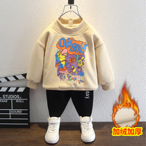 Boy plus velvet winter New thick warm high neck base shirt handsome winter clothes childrens clothes autumn and winter