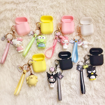 Cute cartoon Apple AirPods earphone protective cover silicone anti-drop sleeve anti-lost wrist rope day Korean couple