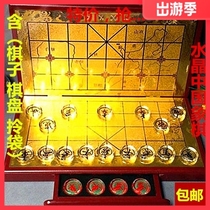 Special high-grade crystal chess gifts Chinese chess drawer folding board to send elders Teachers Day birthday gift