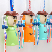 Creative love warrior cartoon lazy home Automatic toothpaste with toothbrush holder set cartoon water cup anti-fall