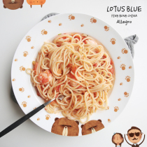 Blue Lotus home deep plate bone porcelain plate plate soup plate plate Pasta Plate 9 inch cute animal Fox bear Nordic