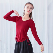 Dance clothing womens long sleeve V-neck T-shirt Latin adult body practice slim suit slim top modern dance classical dance costume