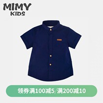 Summer new boys short-sleeved shirt childrens cotton Foreign style stand-up collar thin shirt baby summer top childrens clothing