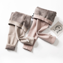 Girls One-Body plus-plus pants in autumn winter new children pure cotton heating baby lace outer wearing trousers