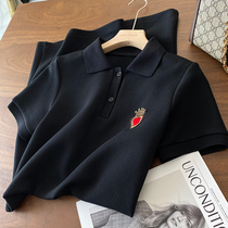 G home light luxury high fixed polo collar dress fairy summer 2021 New Thin Black a character European station