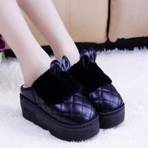 Autumn and winter women cute cartoon thick bottom cotton slippers home ladies high heel waterproof non-slip moon slippers