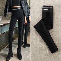 Black leggings womens pants wear Korean autumn and winter plus velvet tight body slim waist elastic padded pencil pants