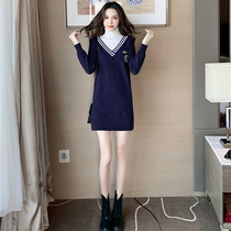 Knitted dress womens autumn and winter bottoming 2020 winter new fake two-piece skirt sweater with womens winter clothes