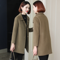 zqqz double-sided woolen coat womens long 2021 new high-grade Slim 100% wool woolen coat 1848